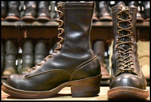 【8E 良品 旧ロゴ 96年】WESCO ウエスコ カスタムジョブマスターLTT 黒 ブラック ビブラム705ダブル レースアップ ブーツ HOPESMORE