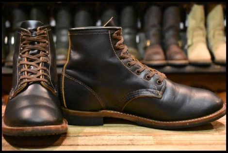 【7.5D 良品 23年】レッドウィング 9060 ベックマン ブラッククローンダイク 黒 茶芯 フラットボックス 編み上げ ブーツ redwing HOPESMORE
