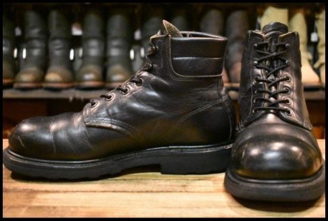 【7.5D 中古 PT91刺繍】レッドウィング 2243? 黒 ブラッククローム ラウンドトゥ ブーツ redwing 8133 HOPESMORE