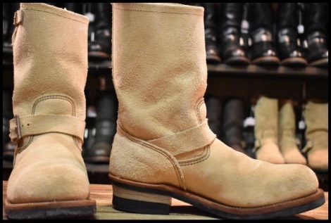 【8.5D 良品 10年】レッドウィング 8268 スエード エンジニア ホーソーンアビレーンラフアウト ベージュ ブーツ redwing HOPESMORE