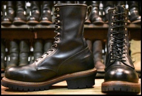 【9.5D? 良品】レッドウィング 8210 ロガー 黒 ブラッククローム スチールトゥ 編み上げ レースアップ ブーツ redwing HOPESMORE
