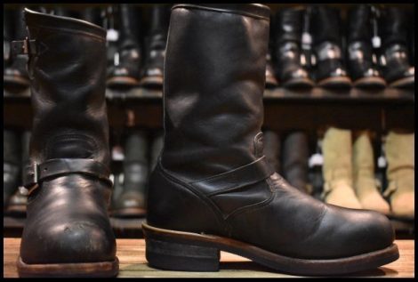 【7.5D 中古 PT83 黒タグ Cマーク 92年】Chippewa チペワ 02789 エンジニア 黒 ブラック スチールトゥ プルオン ブーツ HOPESMORE