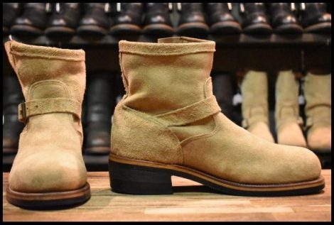 【9E 良品 白タグ PT91】Chippewa チペワ スエード ショートエンジニア 91001 7インチハイト サンドスエード ブーツ HOPESMORE