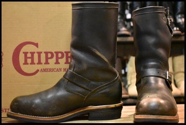 【8E 箱付 中古 黒タグ PT91 95年】Chippewa チペワ 27899 エンジニア 黒 ブラック 11インチハイト スチールトゥ ブーツ HOPESMORE