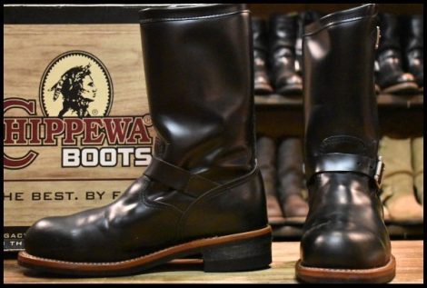 【9E 箱付 良品 黒タグ】Chippewa チペワ 99953 エンジニア ブラック コードバン スチールトゥ 11インチハイト ブーツ HOPESMORE