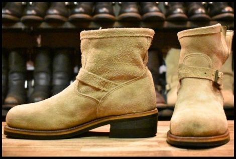 【9E 良品 白タグ PT91】Chippewa チペワ スエード ショートエンジニア 91001 7インチハイト サンドスエード ブーツ HOPESMORE