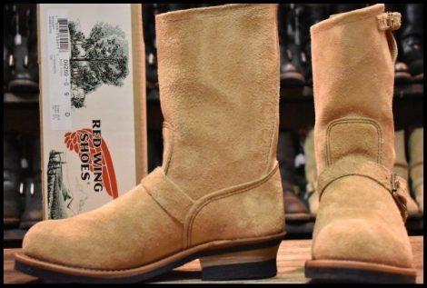 【9D 箱付 美品 18年】レッドウィング 9269 スエード エンジニア タン ブルハイド ラフアウト スチールトゥ ブーツ redwing HOPESMORE