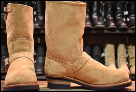 【9D 箱付 美品 18年】レッドウィング 9269 スエード エンジニア タン ブルハイド ラフアウト スチールトゥ ブーツ redwing HOPESMORE